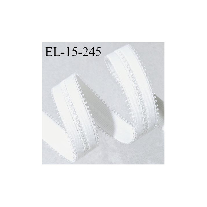 Elastique picot lingerie 15 mm haut de gamme couleur écru largeur 15 mm + picots allongement +40% prix au mètre