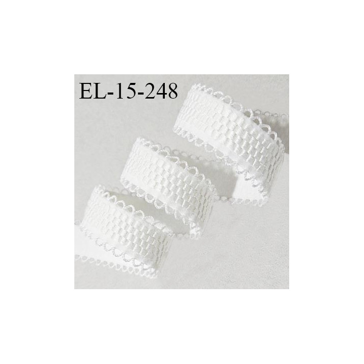 Elastique picot lingerie 15 mm haut de gamme couleur écru largeur 15 mm + picots allongement +60% prix au mètre
