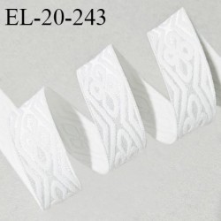 Elastique 20 mm lingerie haut de gamme couleur écru avec motifs brillants doux au toucher allongement +130% prix au mètre