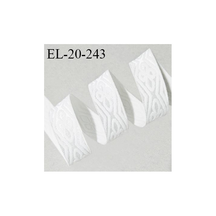 Elastique 20 mm lingerie haut de gamme couleur écru avec motifs brillants doux au toucher allongement +130% prix au mètre