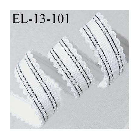 Elastique picot 13 mm lingerie couleur écru et noir allongement +80% largeur 13 mm prix au mètre