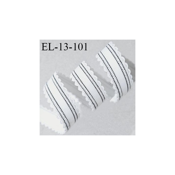 Elastique picot 13 mm lingerie couleur écru et noir allongement +80% largeur 13 mm prix au mètre