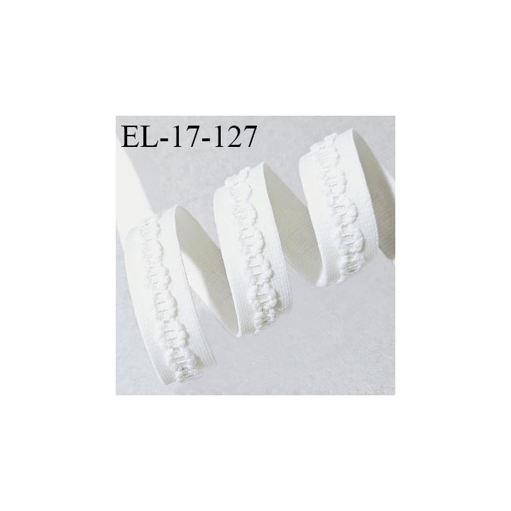 Elastique 16 mm lingerie avec décor en relief couleur écru allongement +60% largeur 16 mm prix au mètre