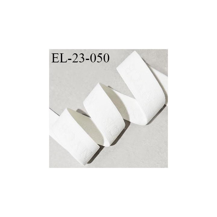 Elastique lingerie 22 mm couleur écru avec inscription NYCB en satiné fabriqué en France largeur 22 mm