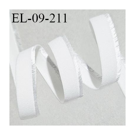 Elastique picot 9 mm lingerie couleur écru avec petite frange satinée largeur 9 mm haut de gamme allongement +160% prix au mètre