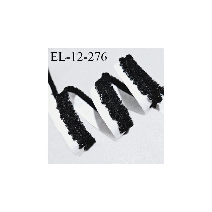 Elastique lingerie 12 mm haut de gamme couleur écru avec bande boucle froufrou velours largeur 12 mm