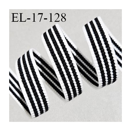 Elastique 17 mm lingerie froncé couleur écru et noir allongement +80% largeur 17 mm prix au mètre