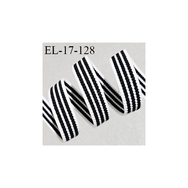 Elastique 17 mm lingerie froncé couleur écru et noir allongement +80% largeur 17 mm prix au mètre