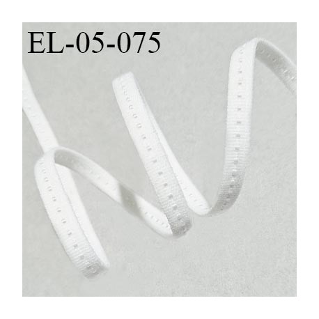 Elastique 5 mm lingerie haut de gamme fabriqué en France couleur écru avec surpiqures largeur 5 mm légèrement bombé