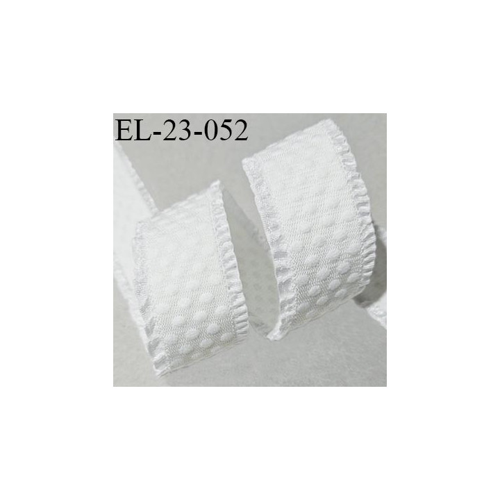 Elastique lingerie 23 mm froufrou couleur écru avec motif pois et froufrou fabriqué en France