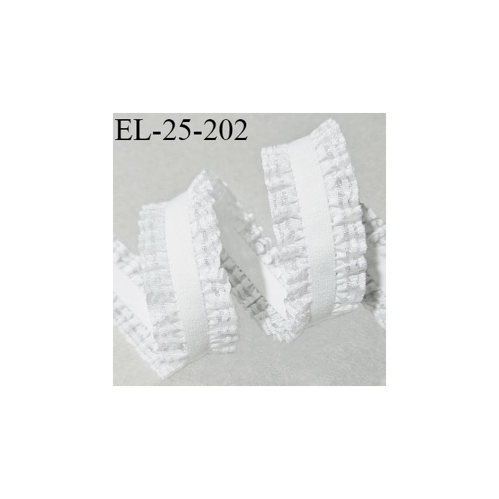 Elastique froufrou lingerie 24 mm couleur écru élastique 8 mm + 16 mm de froufrou fabriqué en France