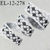 Elastique lingerie 12 mm fronceur haut de gamme couleur écru et noir avec motif largeur 12 mm allongement +80% prix au mètre