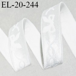 Elastique 20 mm lingerie haut de gamme couleur écru brillant avec motifs noeuds doux au toucher allongement +130%