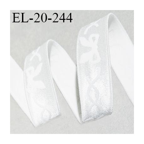 Elastique 20 mm lingerie haut de gamme couleur écru brillant avec motifs noeuds doux au toucher allongement +130%