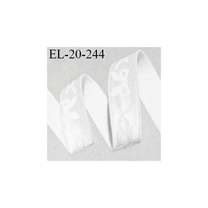 Elastique 20 mm lingerie haut de gamme couleur écru brillant avec motifs noeuds doux au toucher allongement +130%