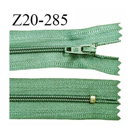 Fermeture zip 20 cm non séparable couleur vert glissière nylon largeur 5 mm longueur 20 cm largeur 27 mm prix à l'unité