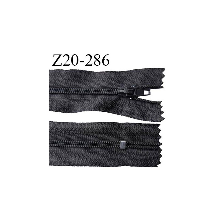 Fermeture zip 20 cm non séparable couleur gris anthracite glissière nylon largeur 5 mm longueur 20 cm