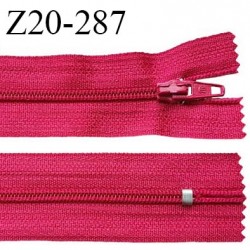 Fermeture zip 20 cm non séparable couleur rose glissière nylon largeur 5 mm longueur 20 cm largeur 27 mm prix à l'unité