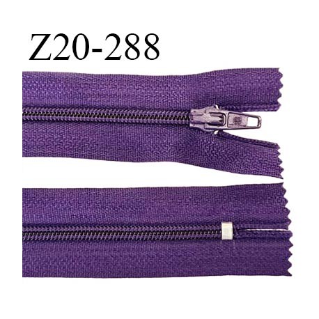 Fermeture zip 20 cm non séparable couleur violet aubergine glissière nylon largeur 5 mm longueur 20 cm