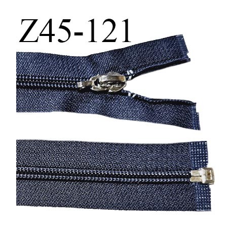 Fermeture zip 45 cm séparable couleur bleu glissière nylon largeur 6.5 mm longueur 45 cm largeur 32 mm prix à la pièce