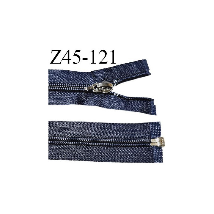Fermeture zip 45 cm séparable couleur bleu glissière nylon largeur 6.5 mm longueur 45 cm largeur 32 mm prix à la pièce
