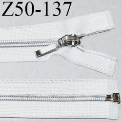 Fermeture zip 50 cm couleur blanc longueur 50 cm largeur 2.7 cm non séparable glissière métal largeur 5 mm prix à l'unité