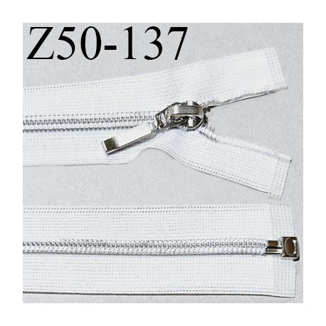 Fermeture zip 50 cm couleur blanc longueur 50 cm largeur 2.7 cm non séparable glissière métal largeur 5 mm prix à l'unité