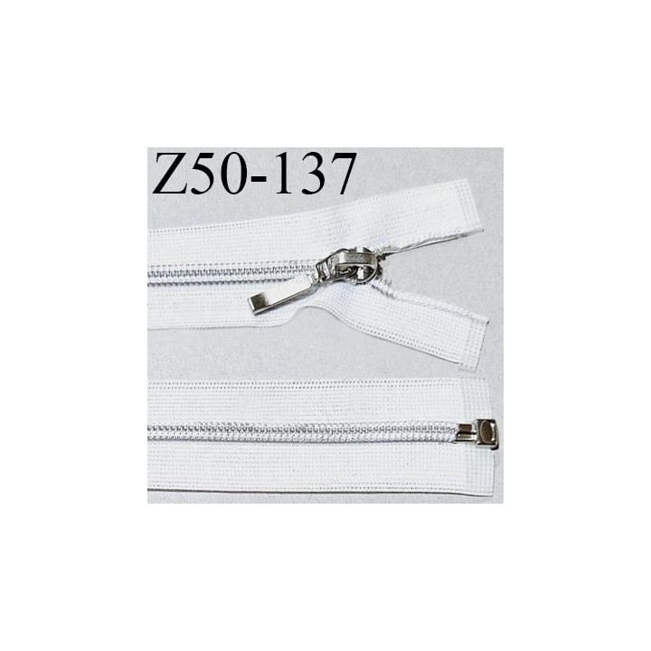Fermeture zip 50 cm couleur blanc longueur 50 cm largeur 2.7 cm non séparable glissière métal largeur 5 mm prix à l'unité