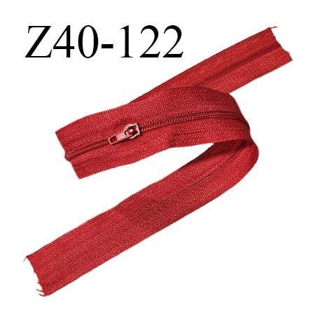 Fermeture zip en morceau de 40 cm avec un curseur couleur rouge largeur 25 mm zip glissière nylon largeur 4 mm
