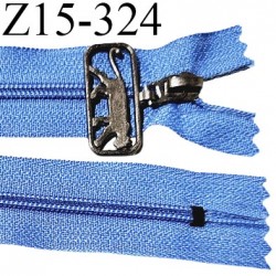 Fermeture zip 15 cm couleur bleu non séparable curseur métal avec logo AIRNESS longueur 15 cm largeur 2.5 cm