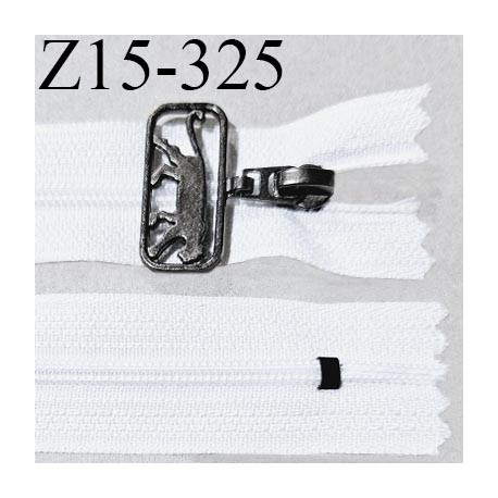 Fermeture zip 15 cm couleur blanc non séparable curseur métal avec logo AIRNESS longueur 15 cm largeur 2.5 cm