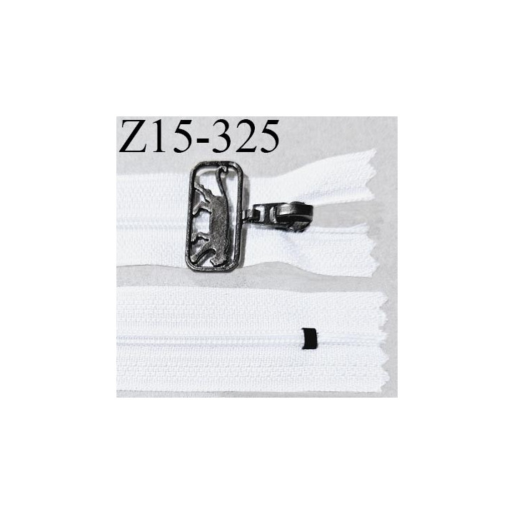 Fermeture zip 15 cm couleur blanc non séparable curseur métal avec logo AIRNESS longueur 15 cm largeur 2.5 cm