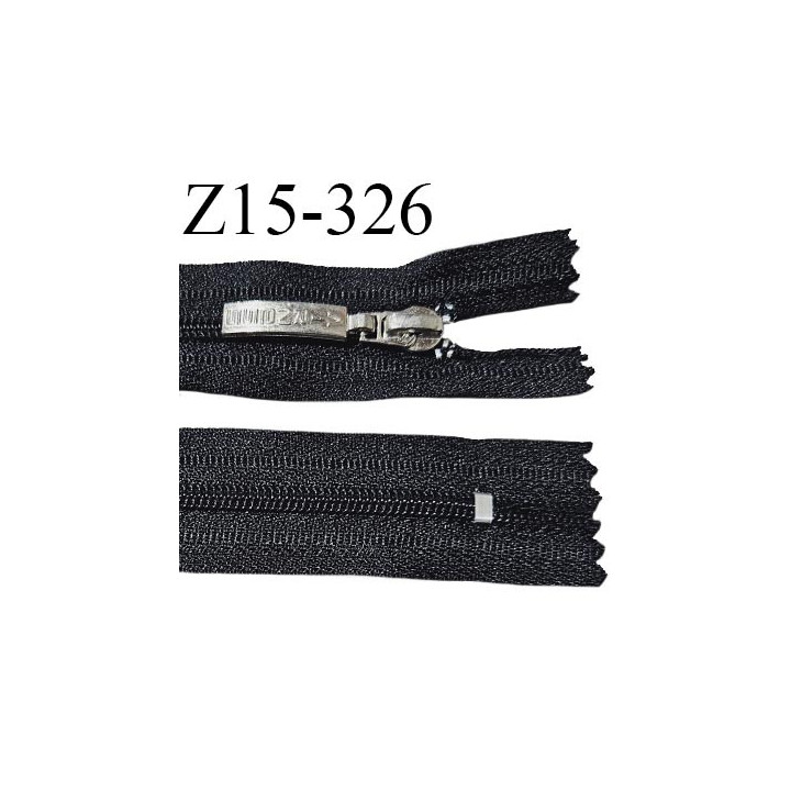 Fermeture zip 15 cm couleur noir non séparable curseur métal avec inscription AIRNESS longueur 15 cm largeur 2.5 cm