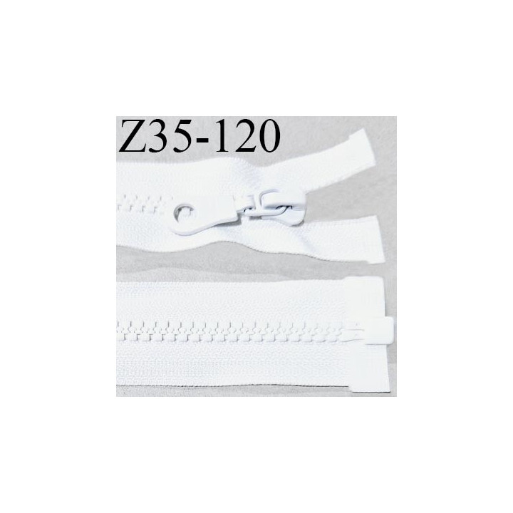 Fermeture zip moulée 35 cm séparable couleur blanc largeur 3.2 cm zip nylon 35 cm largeur 6 mm prix au mètre