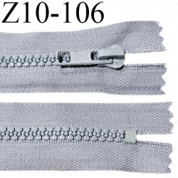 Fermeture zip moulée 10 cm non séparable couleur gris largeur 3.2 cm zip 10 cm largeur 6 mm prix au mètre