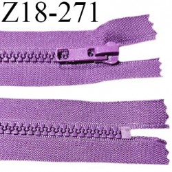 Fermeture zip moulée 19 cm non séparable couleur violet mauve largeur 3.2 cm zip nylon 17 cm largeur 5 mm prix au mètre