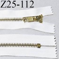 Fermeture zip 25 cm à glissière non séparable couleur naturel zip métal couleur doré longueur 25 cm