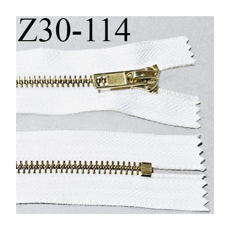 Fermeture zip 30 cm à glissière non séparable couleur naturel zip métal couleur doré longueur 30 cm largeur du zip 6 mm