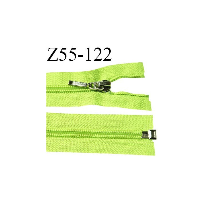 Fermeture zip 55 cm séparable couleur vert fluo largeur 32 mm zip glissière nylon largeur 6.5 mm longueur 55 cm prix à l'unité