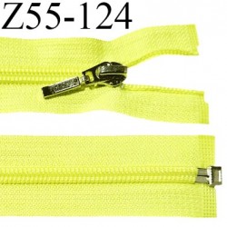 Fermeture zip 55 cm séparable couleur jaune fluo largeur 32 mm zip glissière nylon largeur 6.5 mm longueur 55 cm prix à l'unité