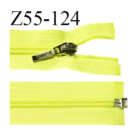 Fermeture zip 55 cm séparable couleur jaune fluo largeur 32 mm zip glissière nylon largeur 6.5 mm longueur 55 cm prix à l'unité