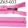 Fermeture zip 65 cm séparable couleur rose fluo largeur 32 mm zip glissière nylon largeur 6.5 mm longueur 65 cm prix à l'unité