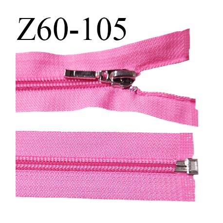 Fermeture zip 60 cm séparable couleur rose fluo largeur 32 mm zip glissière nylon largeur 6.5 mm longueur 60 cm prix à l'unité