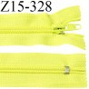 Fermeture zip 15 cm couleur jaune fluo non séparable largeur 2.7 cm glissière nylon largeur 4.5 mm longueur 15 cm prix à l'unité