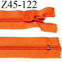 Fermeture zip 45 cm non séparable couleur orange fluo largeur 32 mm zip glissière nylon largeur 6.5 mm longueur 45 cm