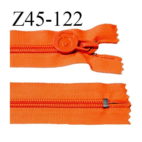 Fermeture zip 45 cm non séparable couleur orange fluo largeur 32 mm zip glissière nylon largeur 6.5 mm longueur 45 cm
