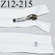 Fermeture zip 12 cm non séparable couleur blanc longueur 12 cm largeur 2.7 cm glissière nylon curseur métal
