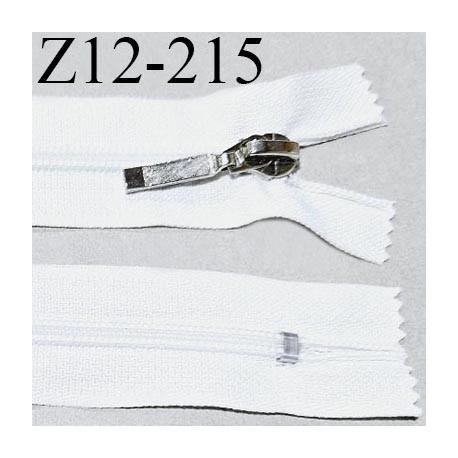 Fermeture zip 12 cm non séparable couleur blanc longueur 12 cm largeur 2.7 cm glissière nylon curseur métal