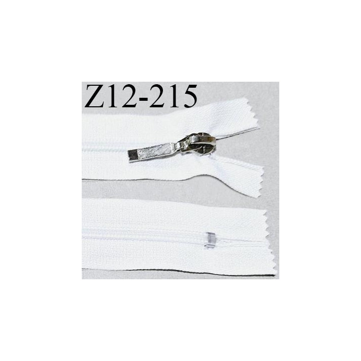 Fermeture zip 12 cm non séparable couleur blanc longueur 12 cm largeur 2.7 cm glissière nylon curseur métal