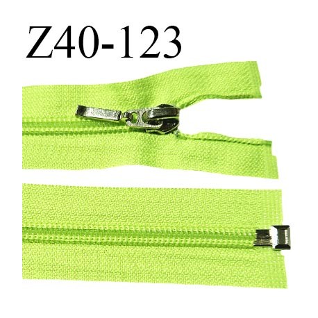 Fermeture zip 40 cm séparable couleur vert fluo largeur 32 mm zip glissière nylon largeur 6.5 mm longueur 40cm prix à l'unité